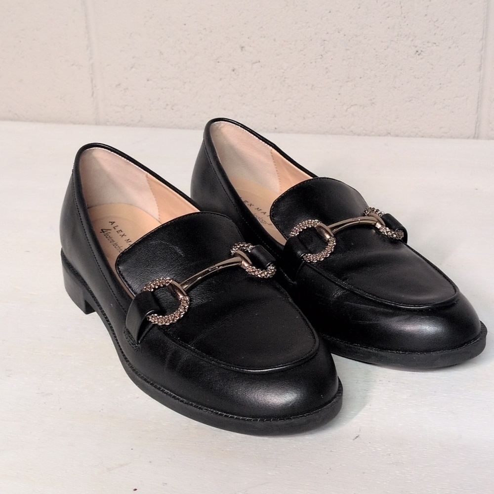 Alex Marie Gilmore Leather Bit Buckle Black Loafers, Size 7, CBK Style - Picture 4 of 9